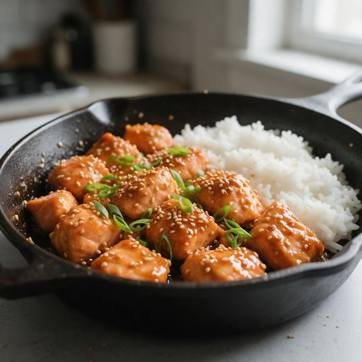 Honey Garlic Salmon Bites
