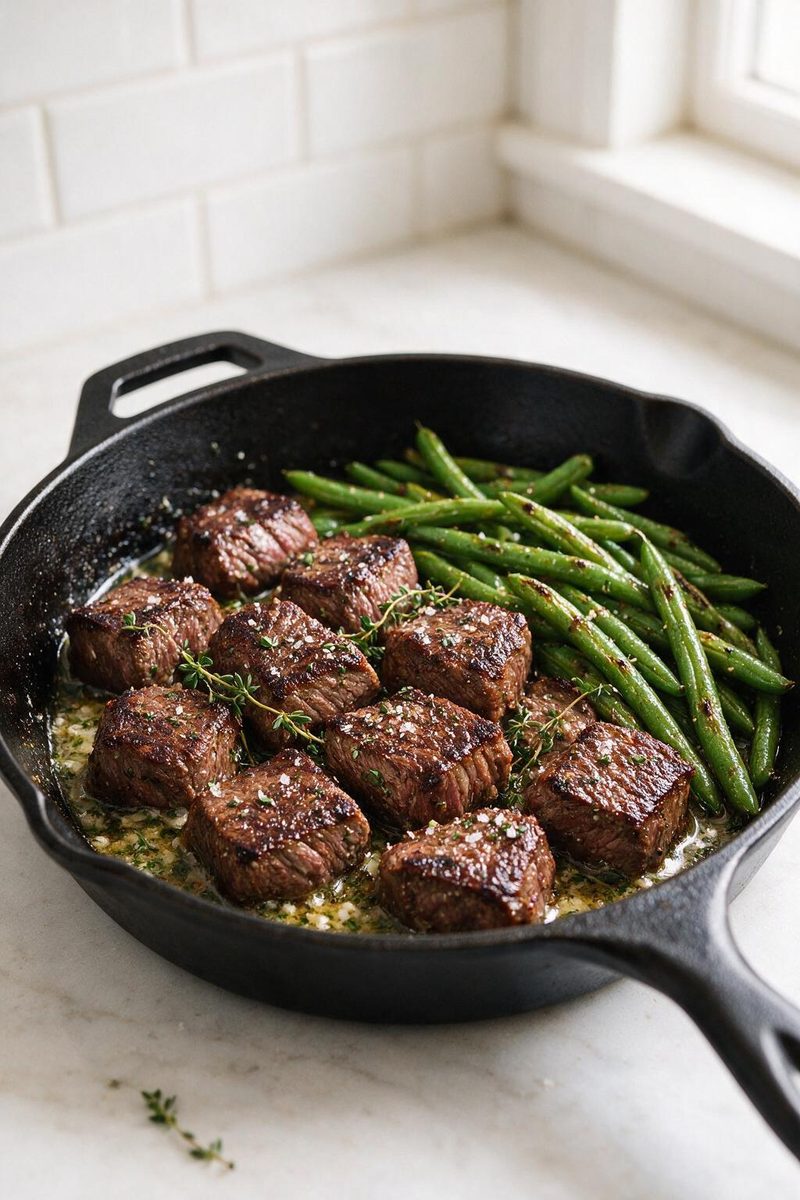 Garlic Butter Steak Bites with Green Beans